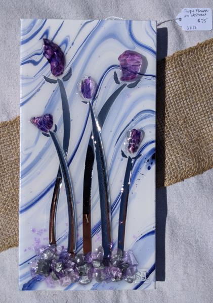 Purple flowers on abstract picture