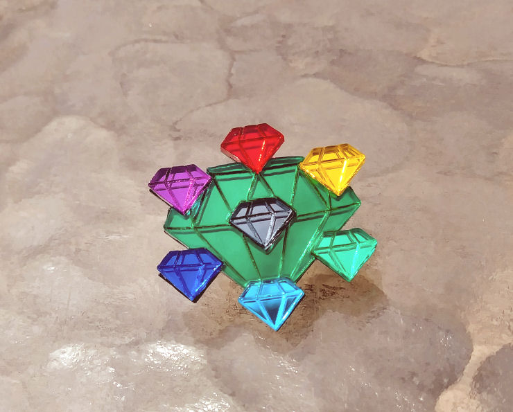 Chaos Emeralds atop the Master Emerald Pin