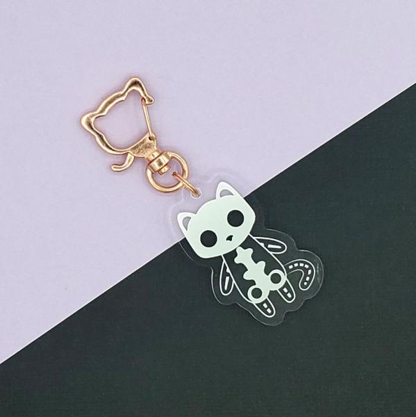 Clear Socket - Skeleton Cat - Cat Charm