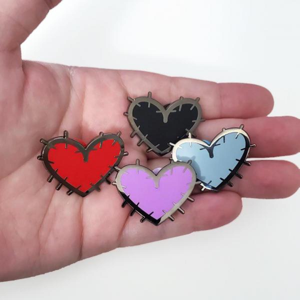 Stitched Heart Enamel Pins