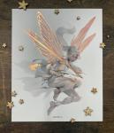 Dragon Fly Knight ROSE GOLD leaf/ Foil print 8x10 Fairy