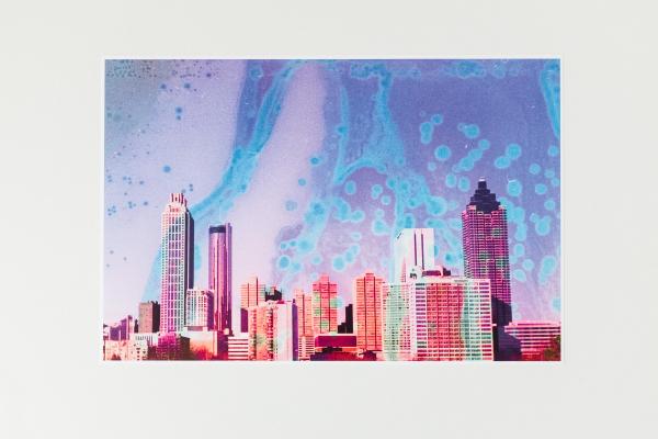 Blue & Purple Atlanta Skyline Art Print 12x18"