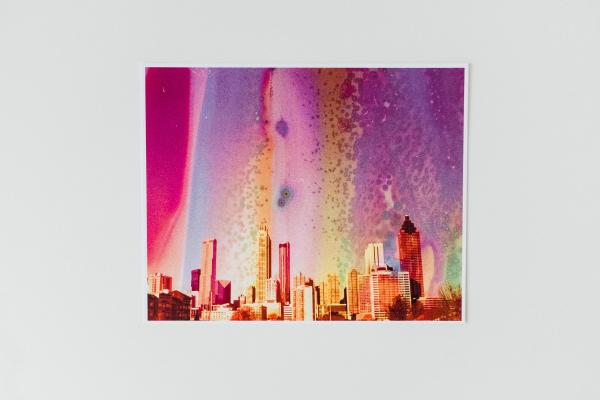 Pink & Yellow Atlanta Skyline Art Print 8x10" picture