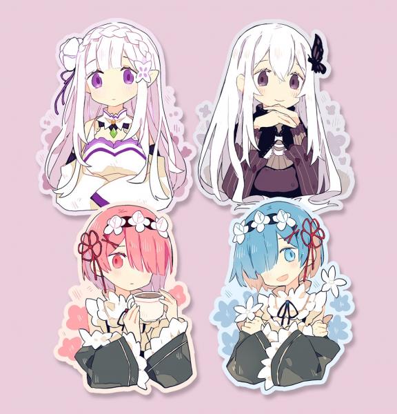 Emilia, Echidna, Ram, Rem (Re:Zero) - Gloss Sticker picture