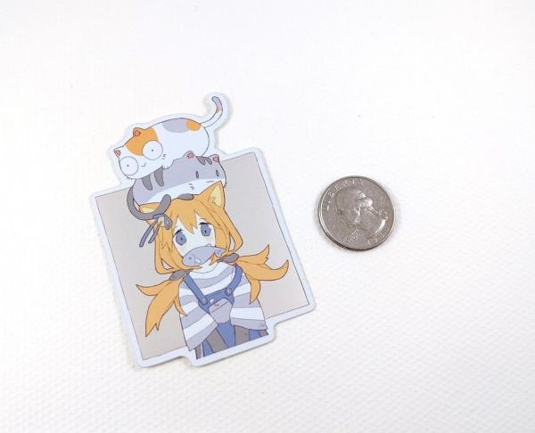 Cat Stacks Girl (Original) - Foil Vinyl Sticker picture