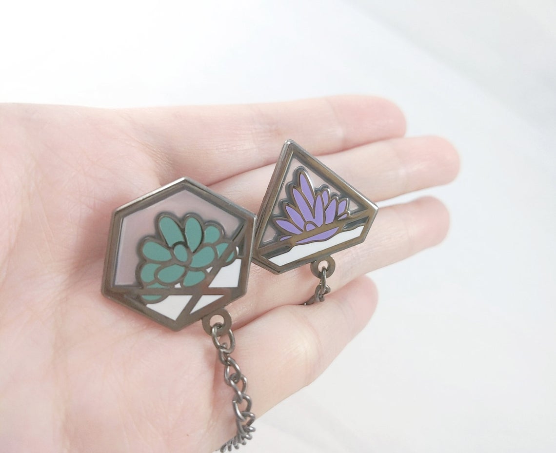 Succulents Dual Transparent Enamel Pin Set picture