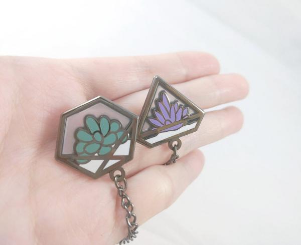 Succulents Dual Transparent Enamel Pin Set picture