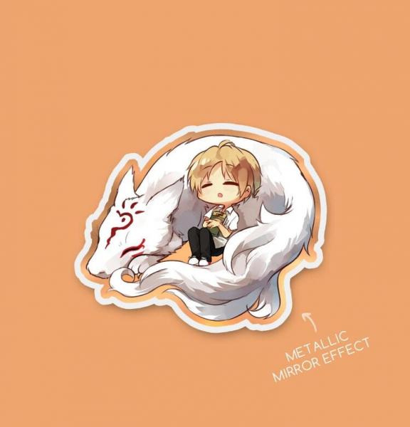 Sleeping Natsume with Madara (Natsume Yuujinchou) - Mirror PP Film Sticker