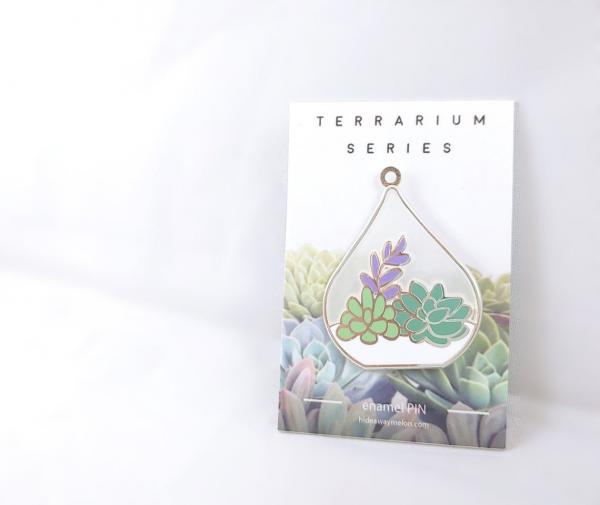 Teardrop Terrarium Transparent Large Hard Enamel Pin
