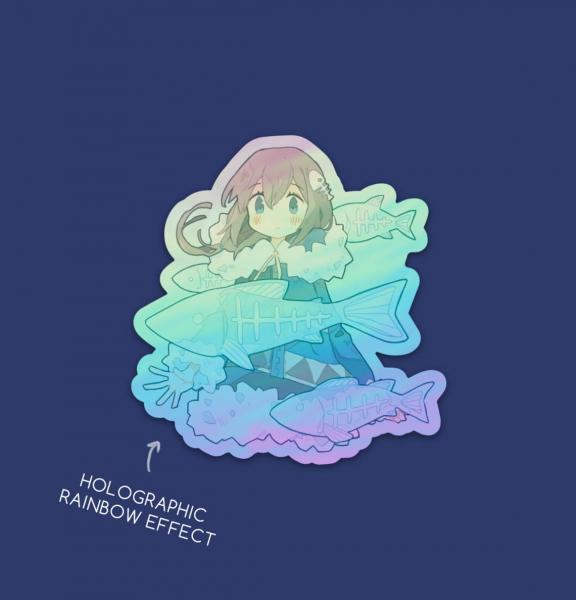 Ice Fishing (Original) - Rainbow Holographic Vinyl Sticker picture