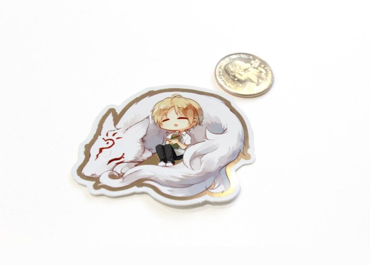 Sleeping Natsume with Madara (Natsume Yuujinchou) - Mirror PP Film Sticker picture