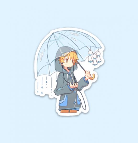 Rainy Day Boy Vinyl Sticker picture