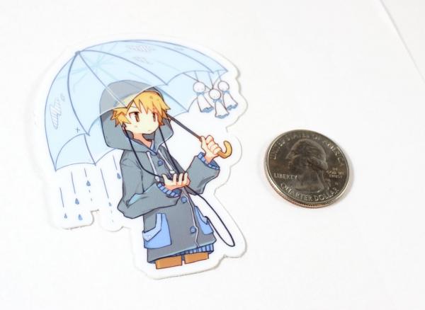 Rainy Day Boy Vinyl Sticker picture