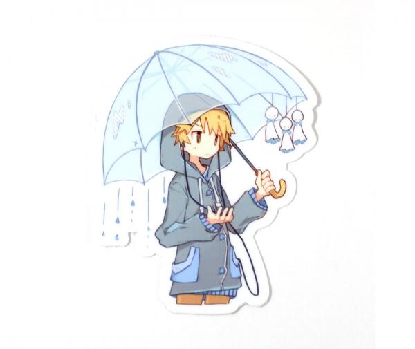 Rainy Day Boy Vinyl Sticker picture