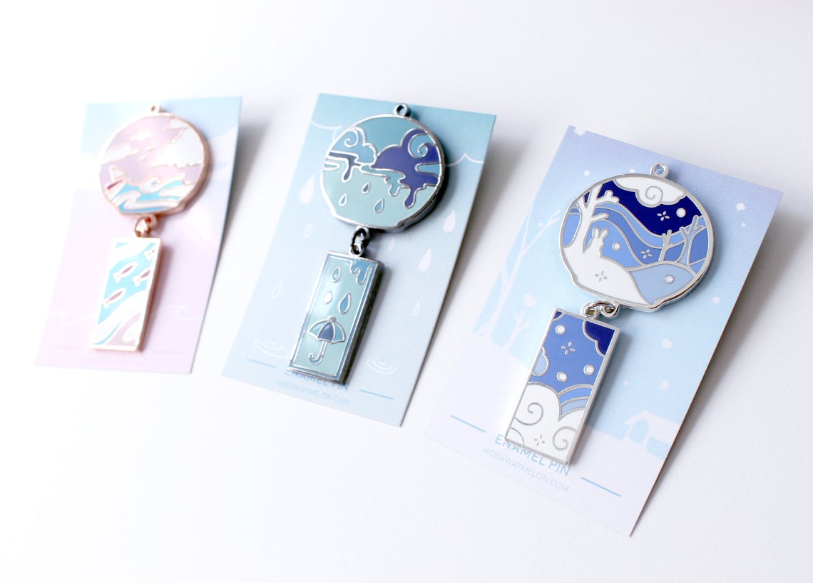 Furin Wind Chimes Large Hard Enamel Pin picture