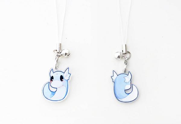 Pokemon Dratini 1" Mini Acrylic Charm with Phone Strap (Double Sided Front & Back) picture