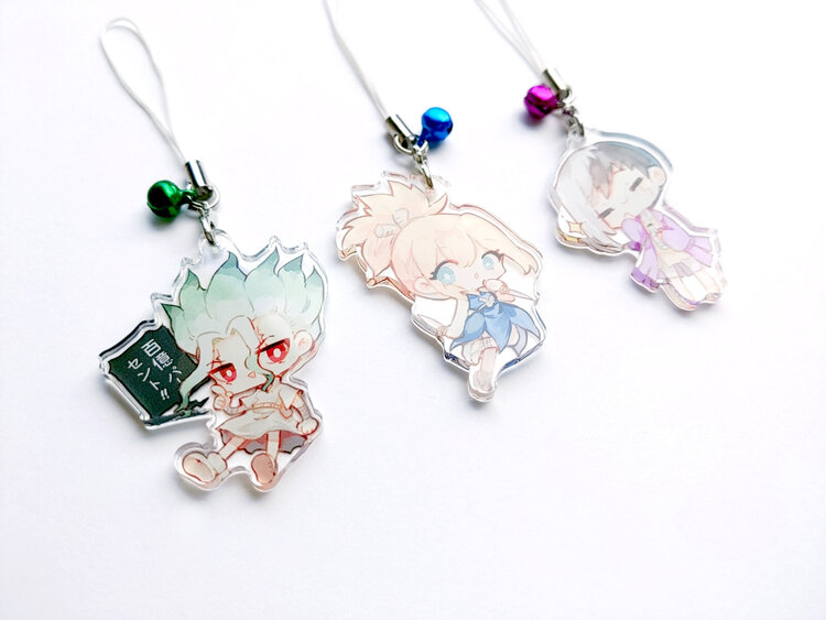 Senku, Kohaku, Gen (Dr Stone) Acrylic Charms