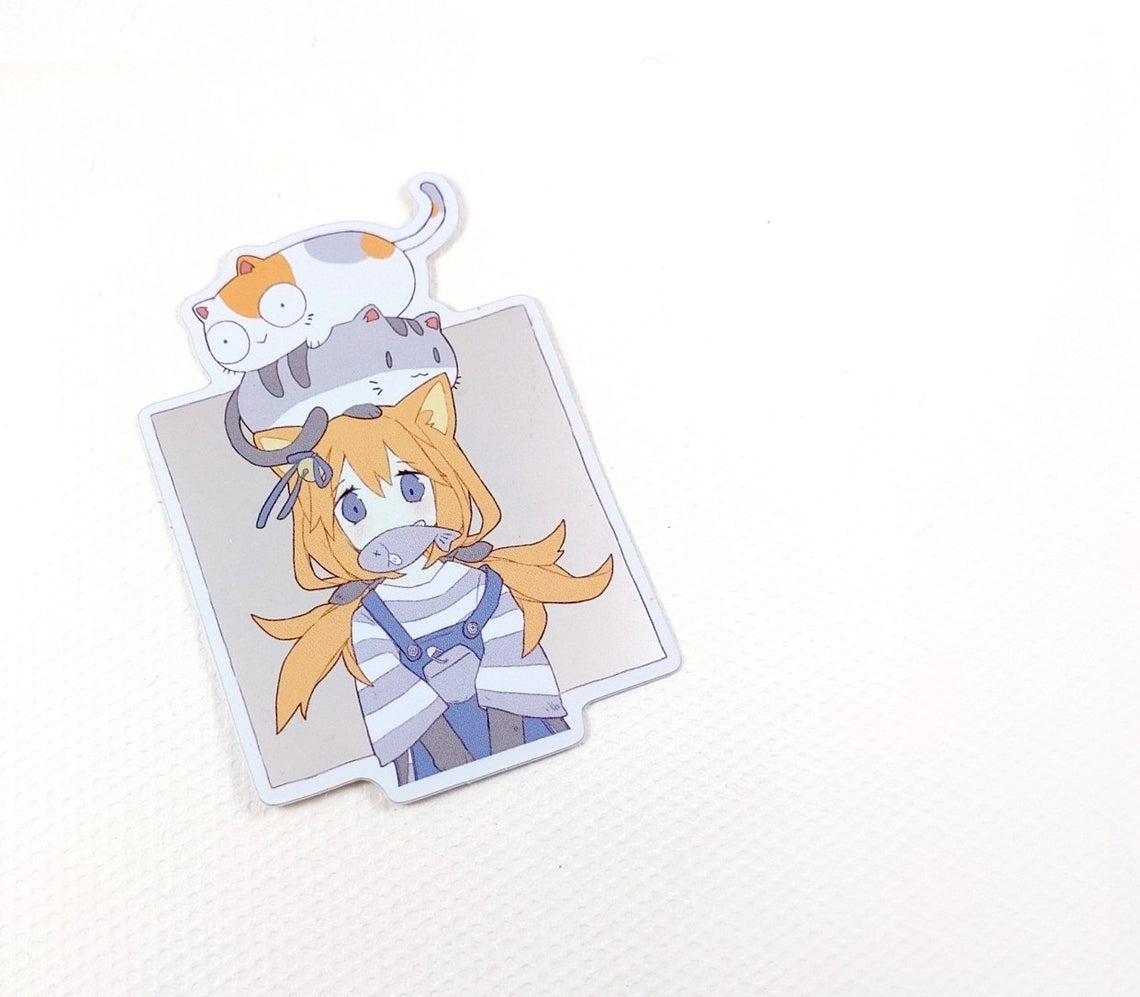 Cat Stacks Girl (Original) - Foil Vinyl Sticker picture