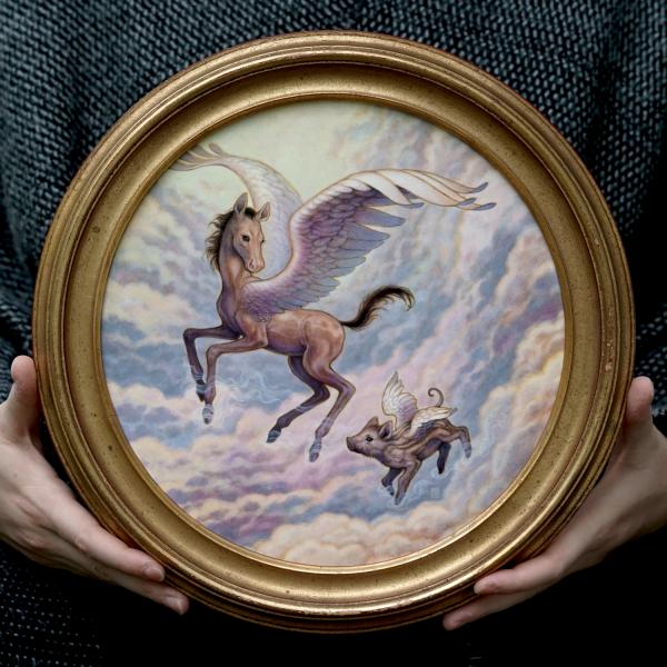 Pegasus and Chrysaor Original Oil Painting
