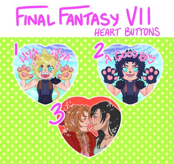 Final Fantasy 7 Heart Buttons!