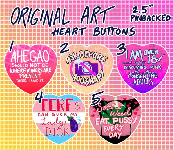 Original Art Heart Buttons!