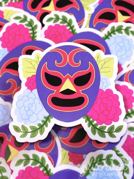 LUCHA MASK - 3" clear sticker