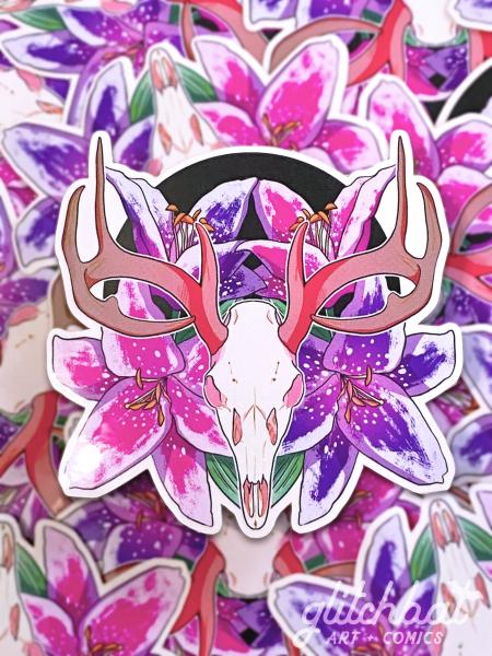 DEER SKULL - 3" clear sticker picture