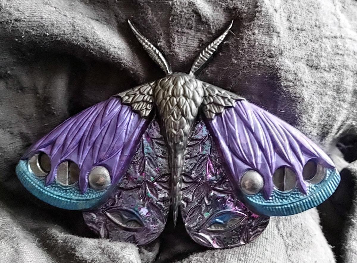 Epoxy resin moth wall art picture