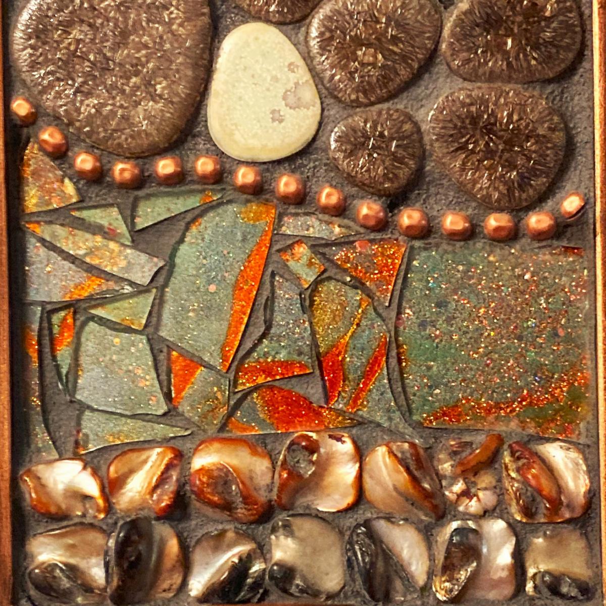 Iridescent Shell and Mixed Media Candle Sconce picture