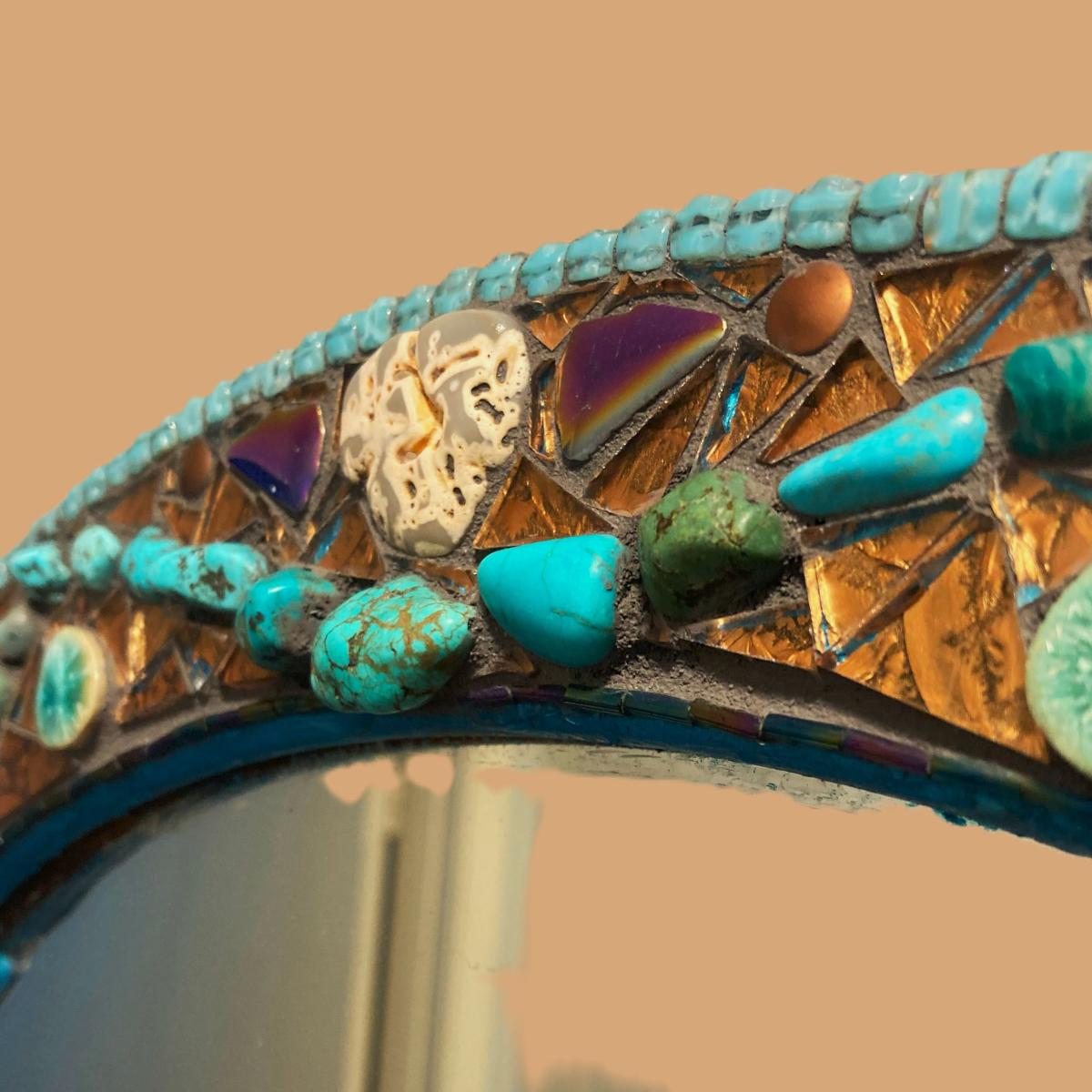 Turquoise and Bronze Coastal Mirror picture