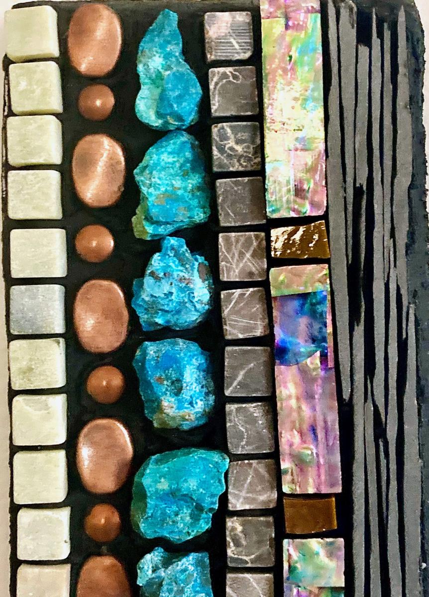 Mason Jar and Chrysocolla Mosaic Wall Panel picture