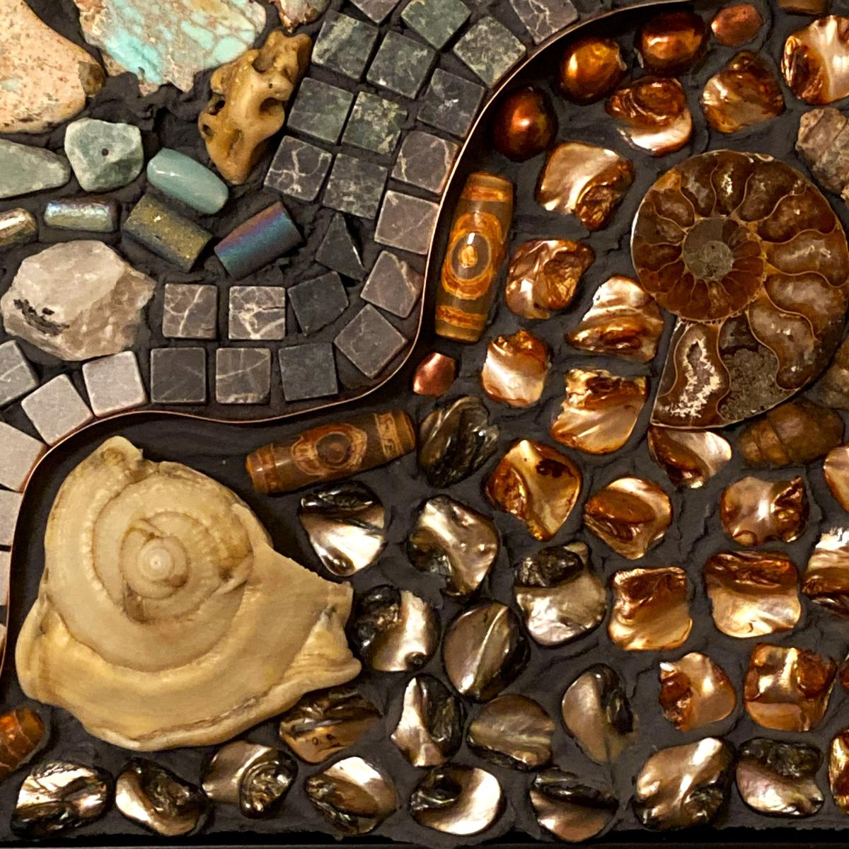 Rustic Coastal Mixed Media Mosaic Wall Panel picture