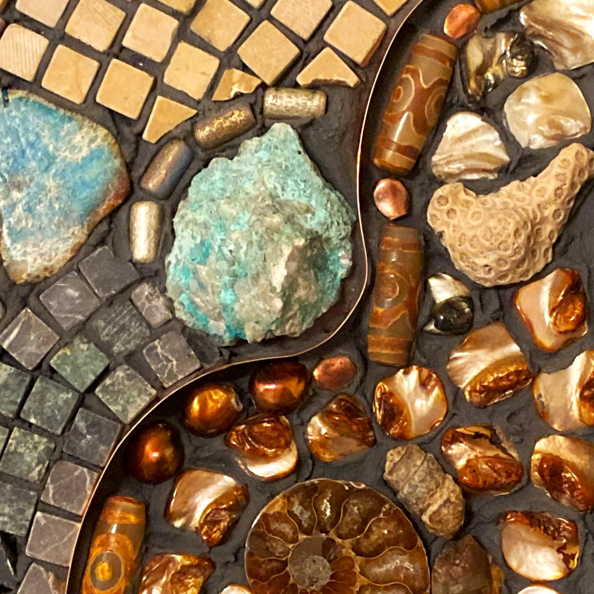 Rustic Coastal Mixed Media Mosaic Wall Panel picture