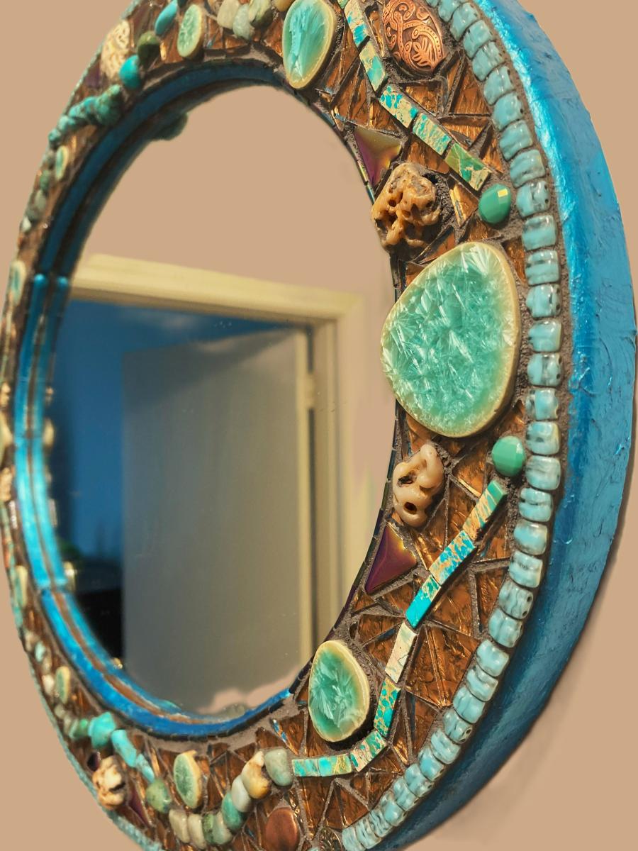 Turquoise and Bronze Coastal Mirror picture