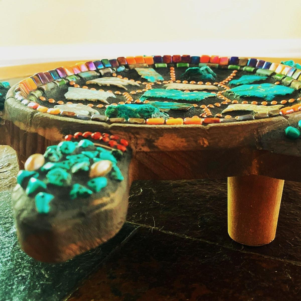 Mixed Media Mosaic Sea Turtle Plant Stand picture