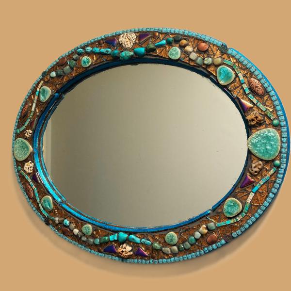 Turquoise and Bronze Coastal Mirror