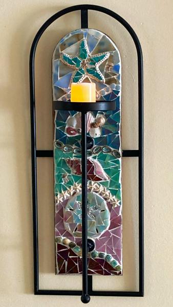 Pastel Seashell Candle Sconce