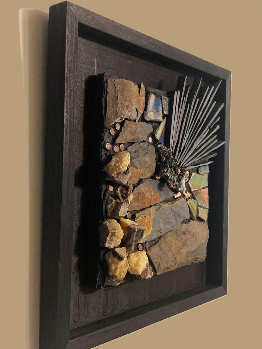 Copper, Slate and Septarian Mosaic Wall Panel picture