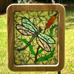 Dragonfly and Cat Tail Mosaic Suncatcher