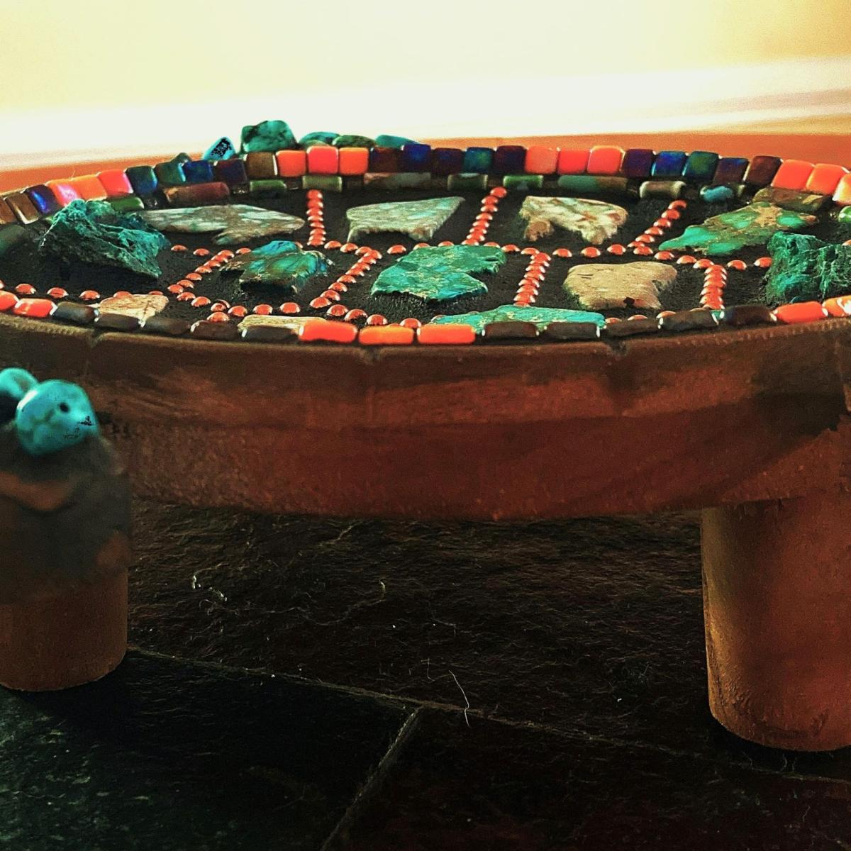Mixed Media Mosaic Sea Turtle Plant Stand picture