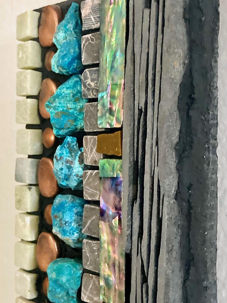Mason Jar and Chrysocolla Mosaic Wall Panel picture