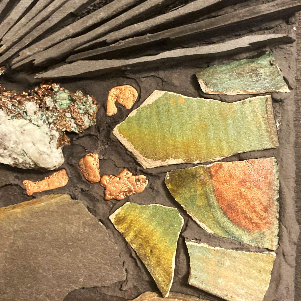 Copper, Slate and Septarian Mosaic Wall Panel picture