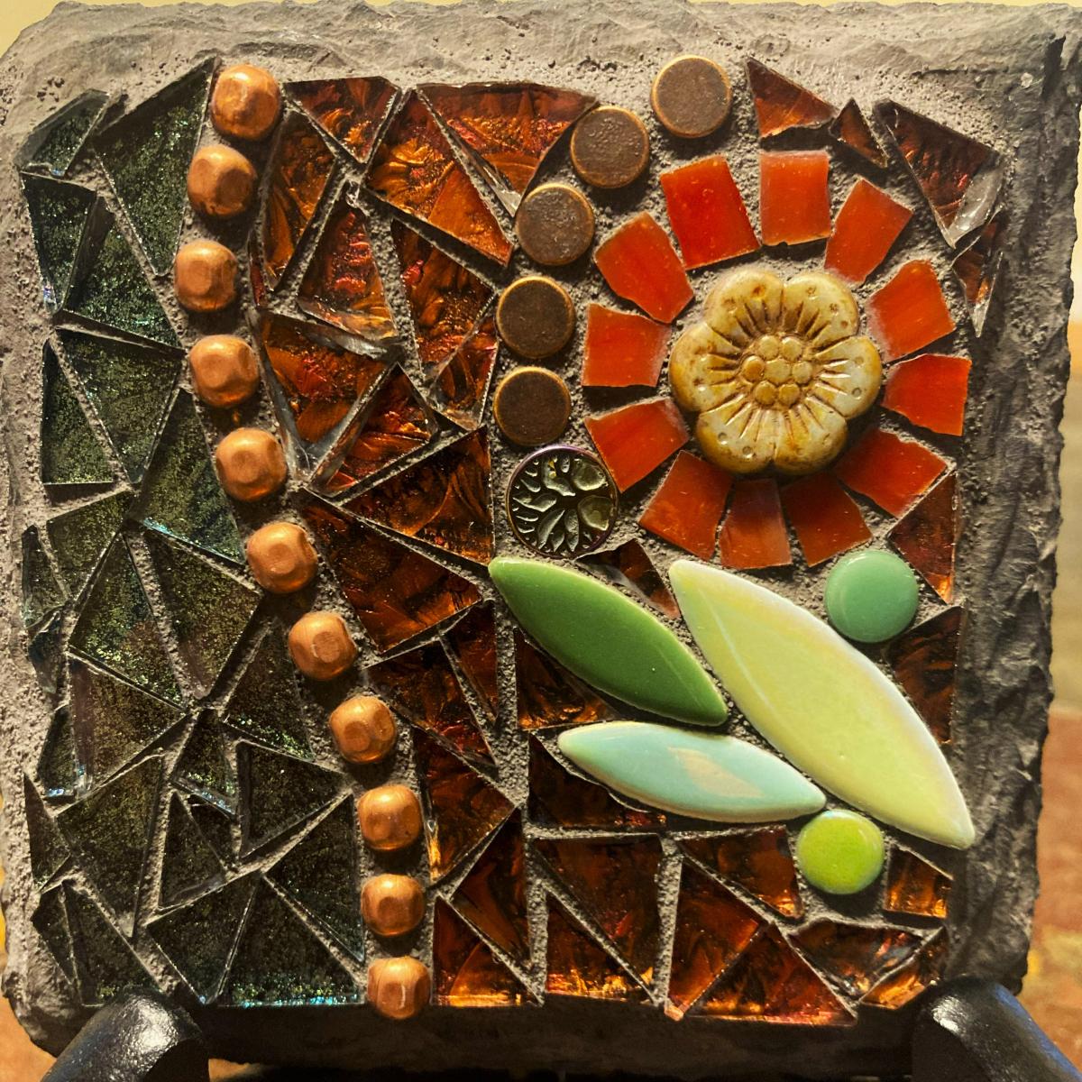 Slate Floral Mosaic Coaster Set picture