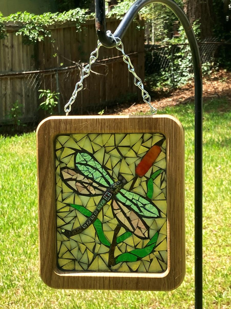 Dragonfly and Cat Tail Mosaic Suncatcher picture