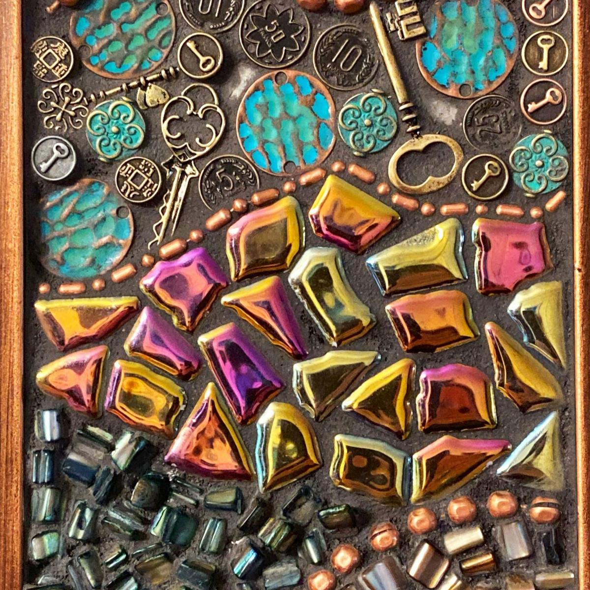 Iridescent Shell and Mixed Media Candle Sconce picture