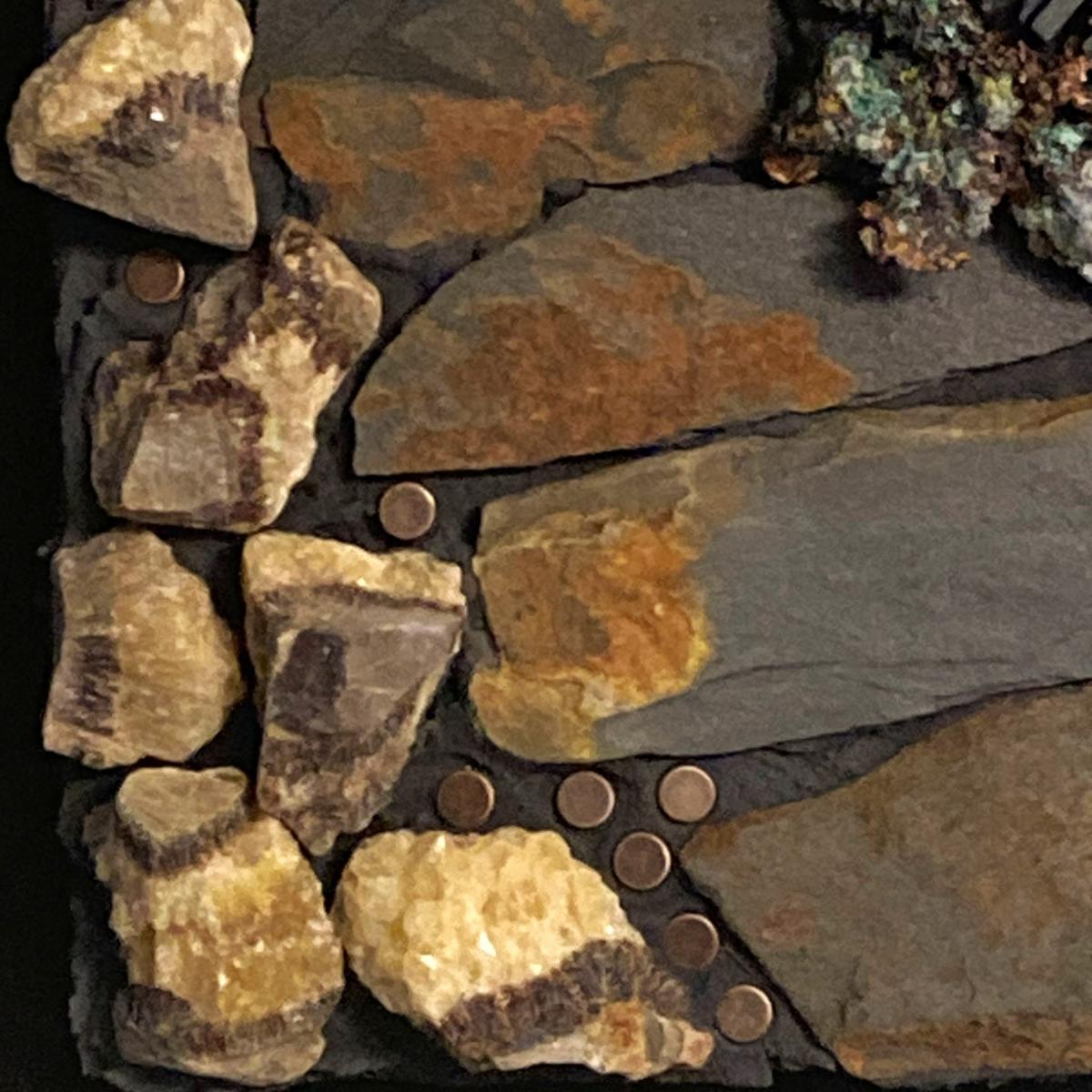 Copper, Slate and Septarian Mosaic Wall Panel picture