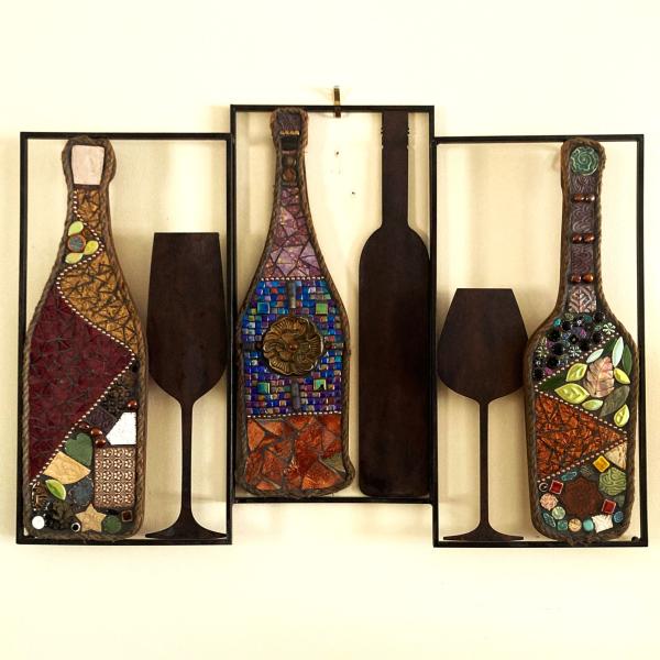 Wine Bottles Mosaic Wall Hanging