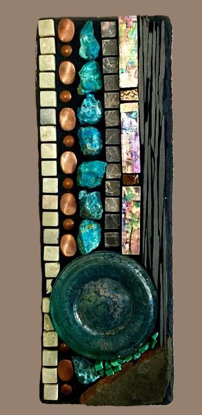Mason Jar and Chrysocolla Mosaic Wall Panel