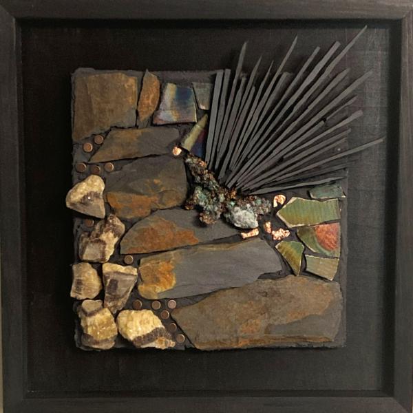 Copper, Slate and Septarian Mosaic Wall Panel