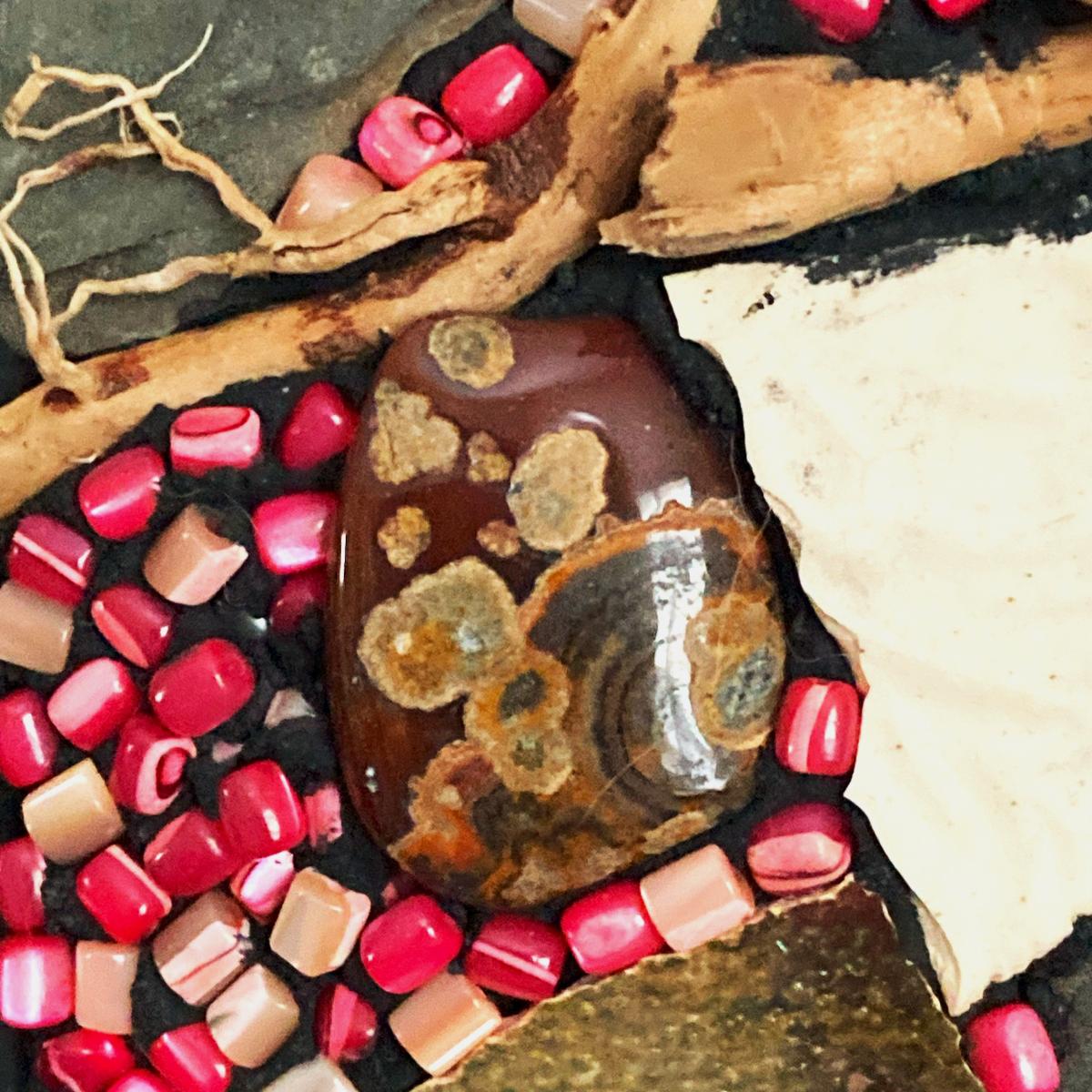 Slate, Wood, Agate and Jasper Mosaic Wall Panel picture